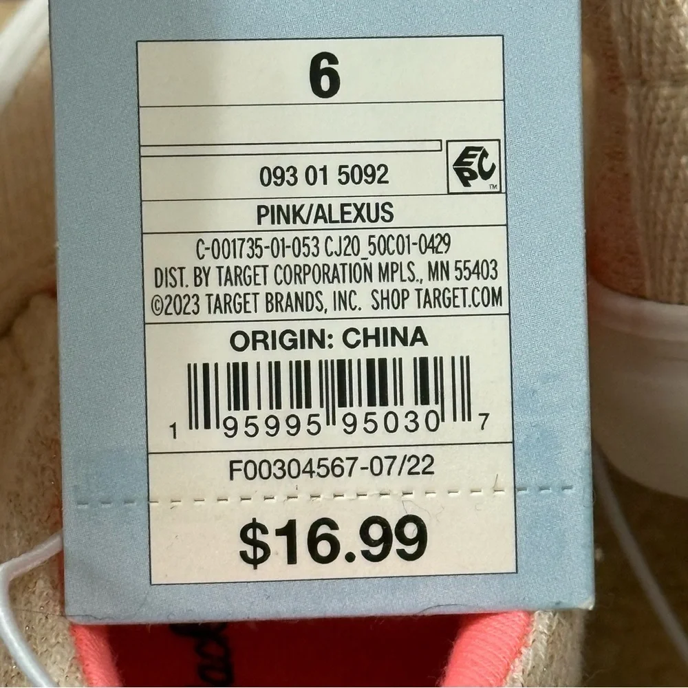 Cat & Jack Toddler Girls Size 6 Pink Gold Knit Slip On Sneakers Shoe Elastic
